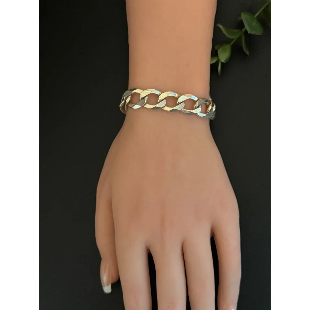 Mens Italy 925 Sterling Silver Curb Link Bracelet 12mm 8.25